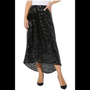 C Wonder by Christian Siriano Women's Sequin Skirt Black - Petite